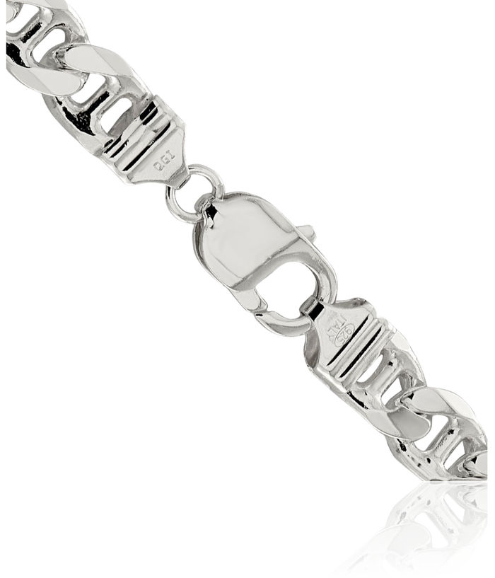 925 Sterling Silver 9mm Anchor Mariner Curb Link Chain Necklace