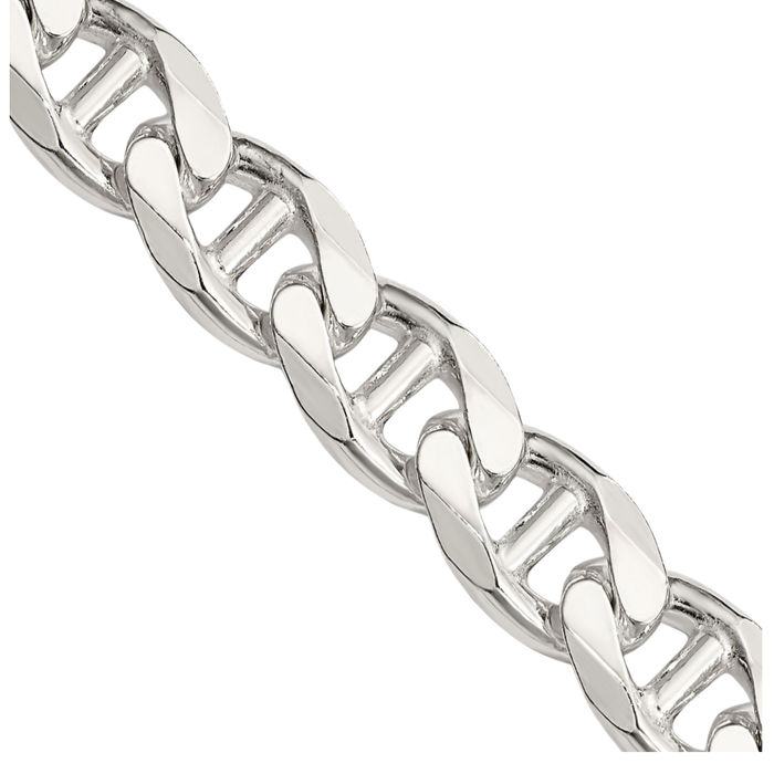 925 Sterling Silver 9mm Anchor Mariner Curb Link Chain Necklace