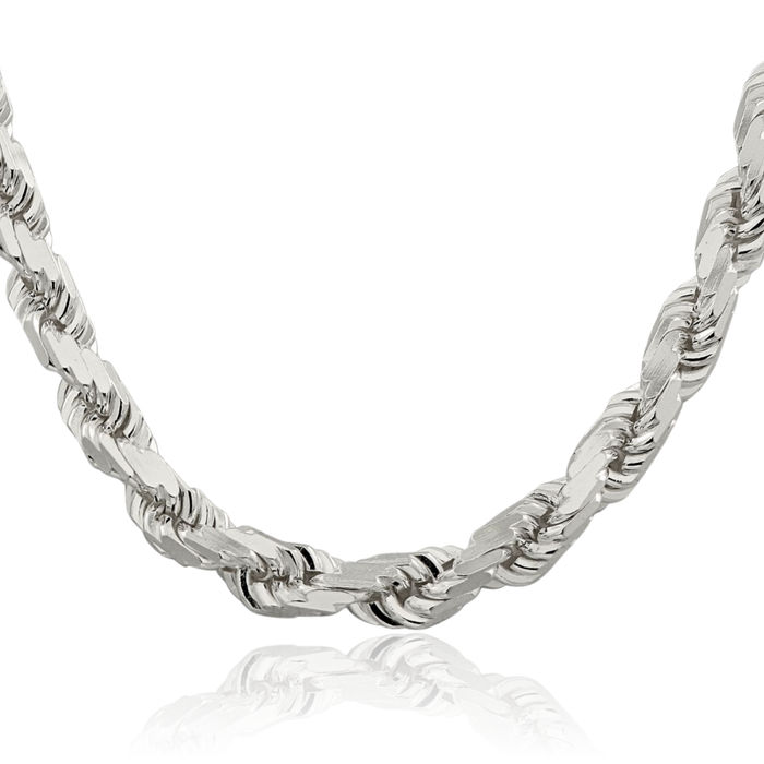 925 Sterling Silver 9mm Rope Chain Twisted Link Necklace