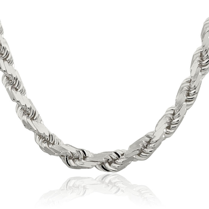 925 Sterling Silver 9mm Chunky Rope Chain Necklace