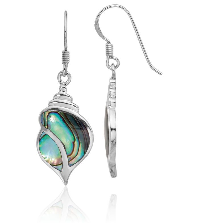 925 Sterling Silver Abalone Shell Drop Dangle Earrings