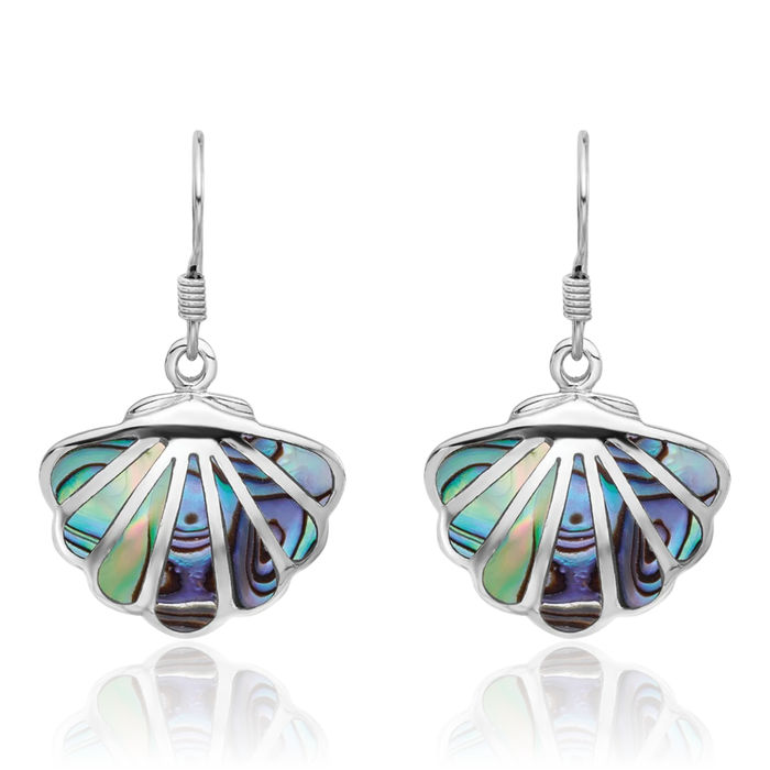 925 Sterling Silver Abalone Shell Drop Dangle Earrings