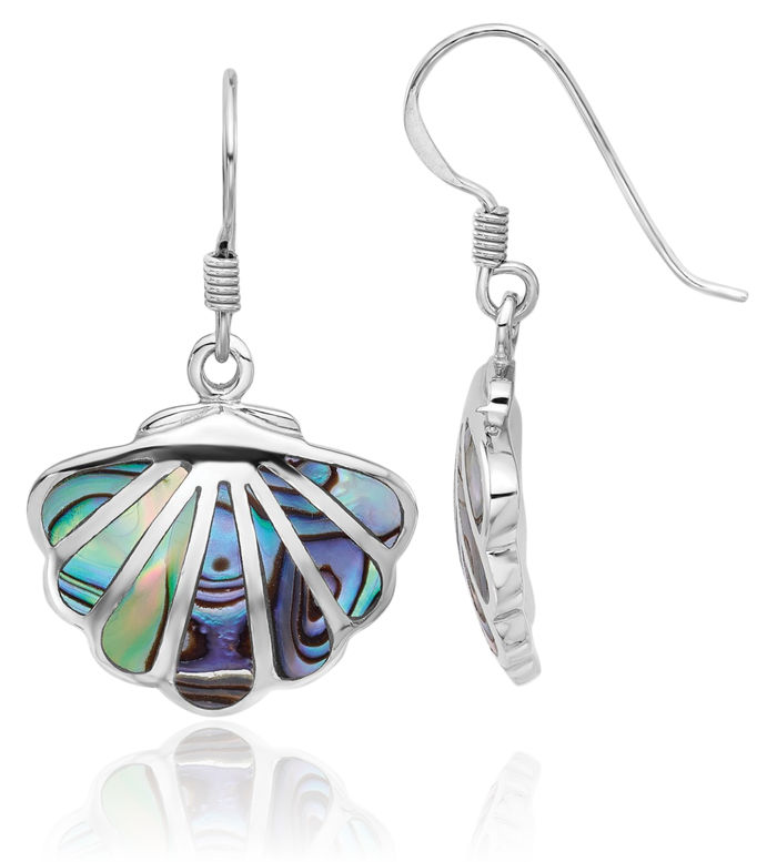 925 Sterling Silver Abalone Shell Drop Dangle Earrings