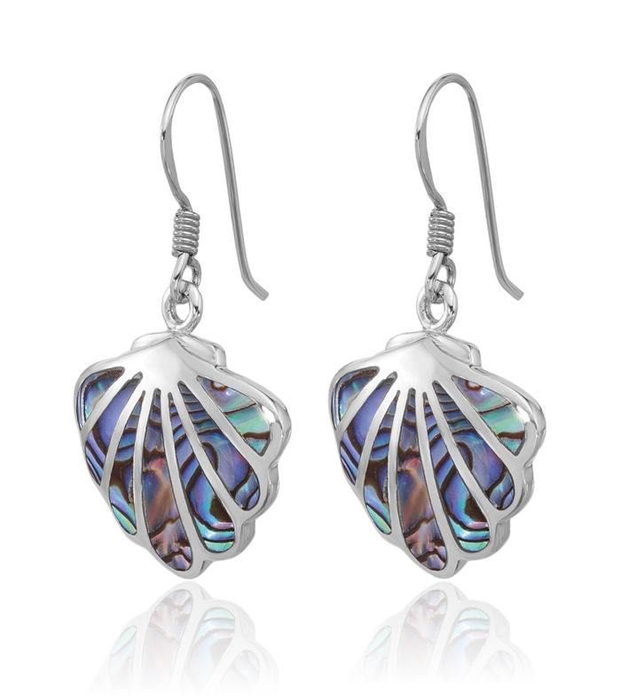 925 Sterling Silver Abalone Shell Drop Dangle Earrings