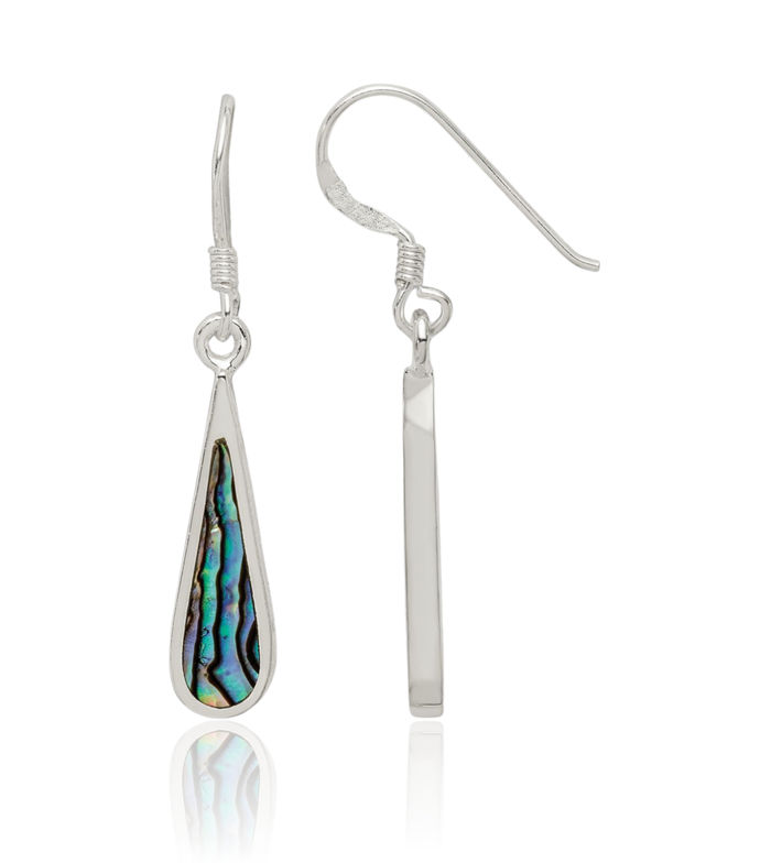 925 Sterling Silver Abalone Teardrop Drop Dangle Earrings