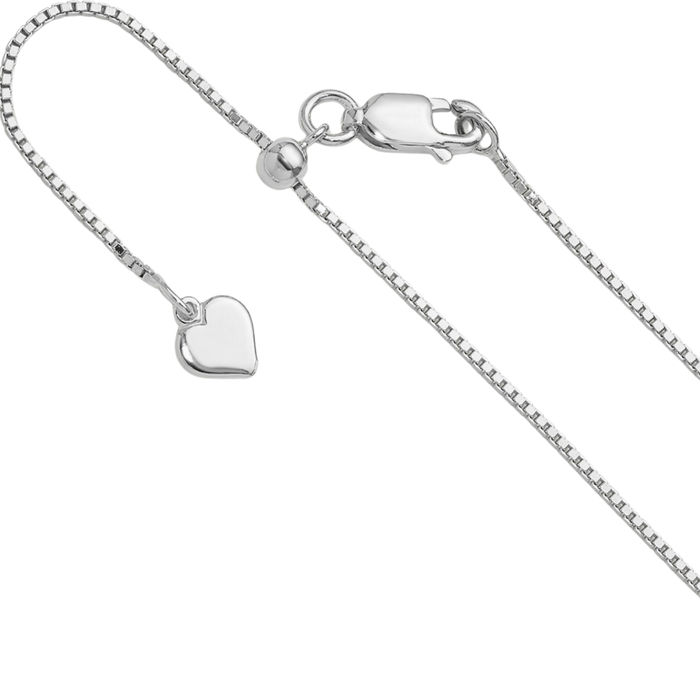 925 Sterling Silver Adjustable 0.95mm Box Link Chain Necklace