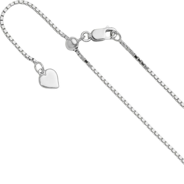 925 Sterling Silver Adjustable 1.1mm Box Link Chain Necklace