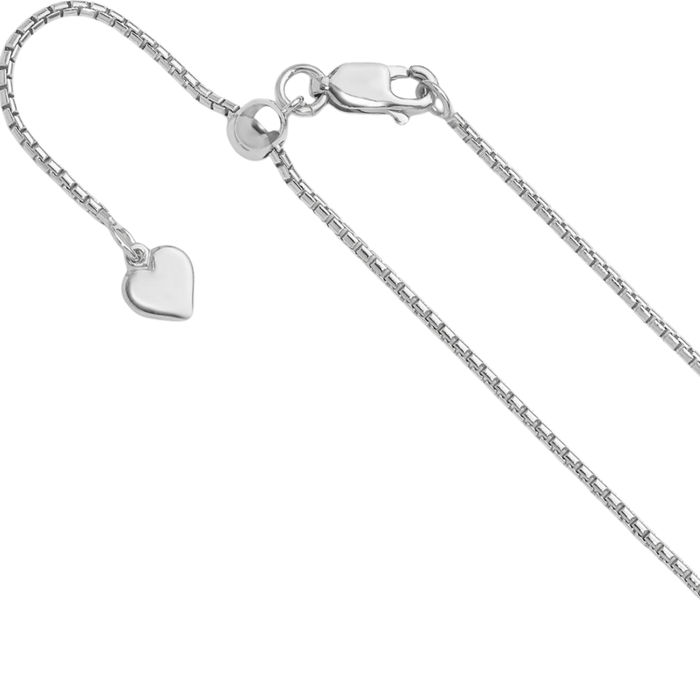 925 Sterling Silver Adjustable 1.25mm Round Box Link Chain Necklace