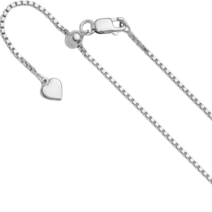 925 Sterling Silver Adjustable 1.3mm Box Link Chain Necklace