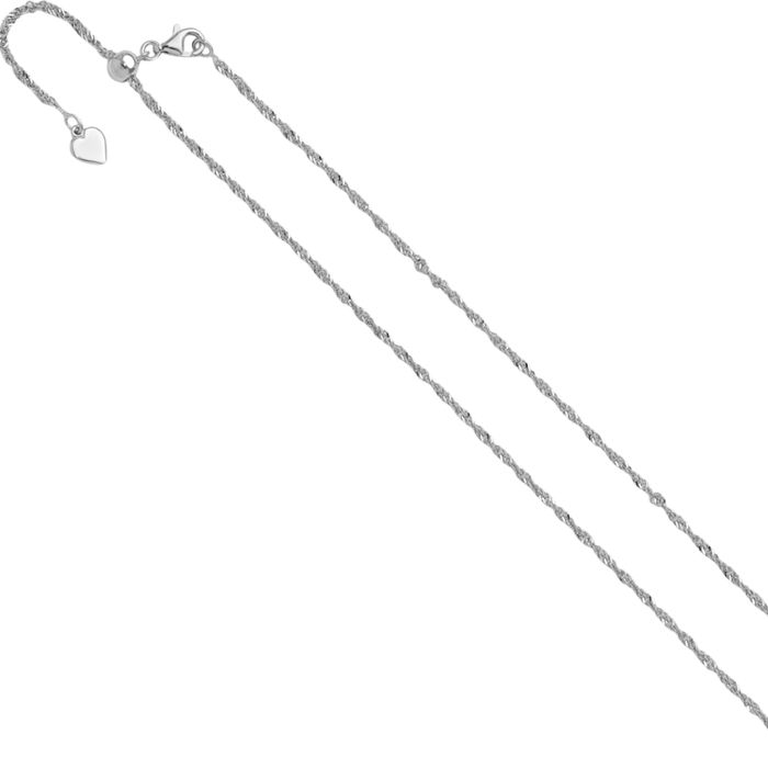 925 Sterling Silver Adjustable 1.6mm Singapore Chain Necklace