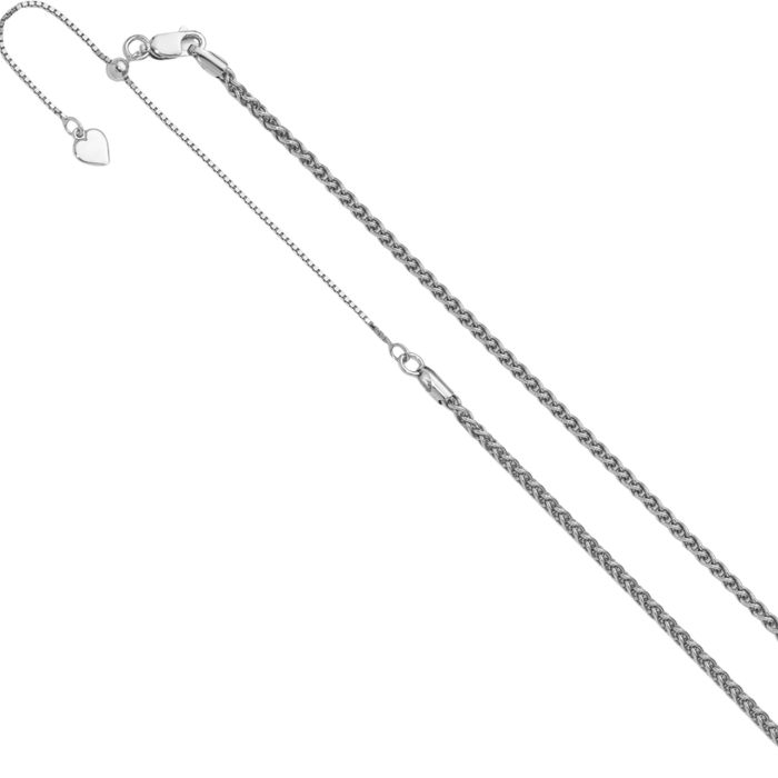 925 Sterling Silver Adjustable 2.5mm Spiga Wheat Link Chain Necklace