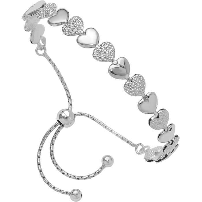 925 Sterling Silver Adjustable Bolo Heart Wrap Bracelet
