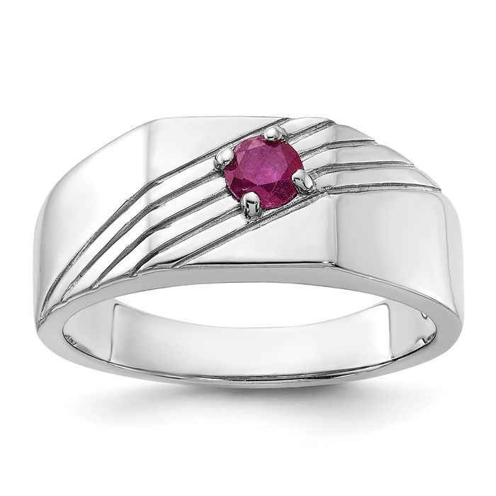 925 Sterling Silver African Ruby Signet Mens Ring - Picture 10 of 18