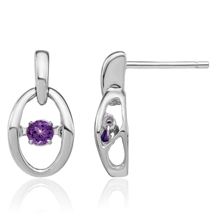 925 Sterling Silver Purple Amethyst Drop Dangle Earrings February Birthstone Jewelry