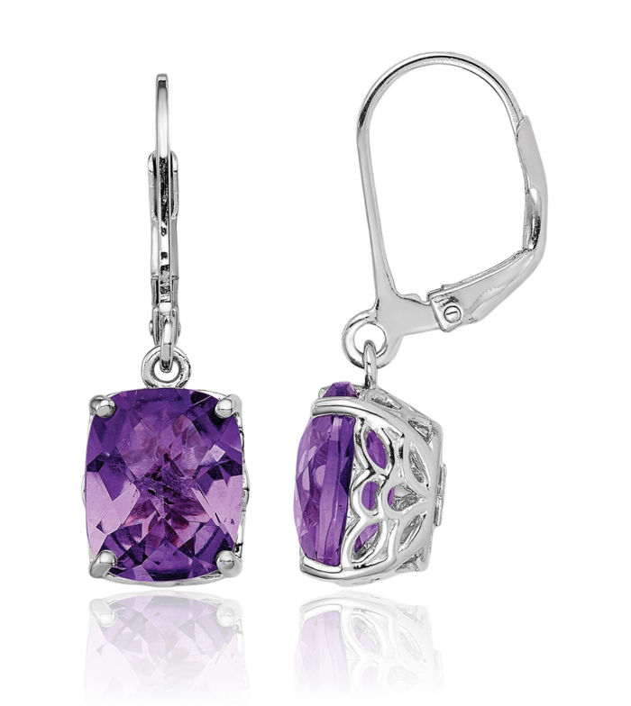 925 Sterling Silver Purple Amethyst Drop Dangle Earrings