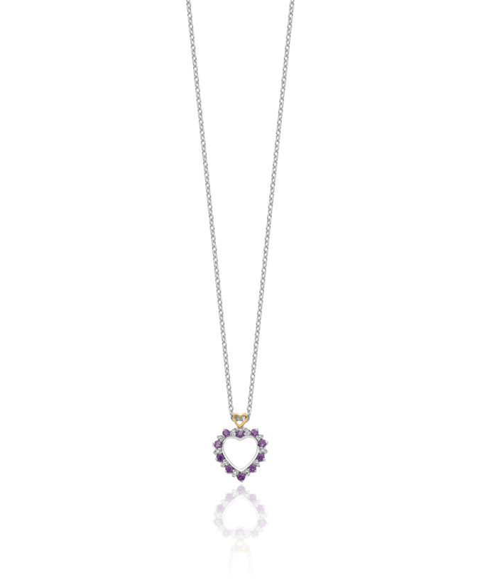 925 Sterling Silver Purple Amethyst Diamond Necklace Chain Gemstone Pendant Charm