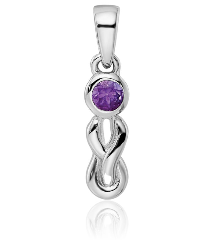 925 Sterling Silver Purple Amethyst Infinity Twisted Love Knot Symbol Necklace Gemstone Pendant Charm February Birthstone Jewelry