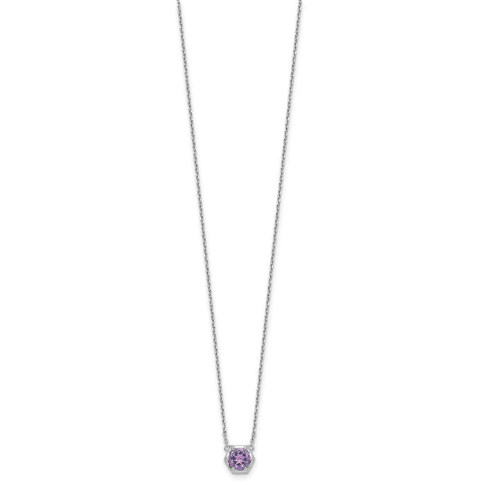 925 Sterling Silver Purple Amethyst Chain Necklace Gemstone Pendant Charm