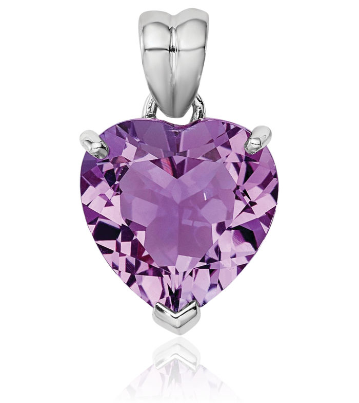 925 Sterling Silver Purple Amethyst Necklace Heart Charm Gemstone Pendant February Birthstone Jewelry