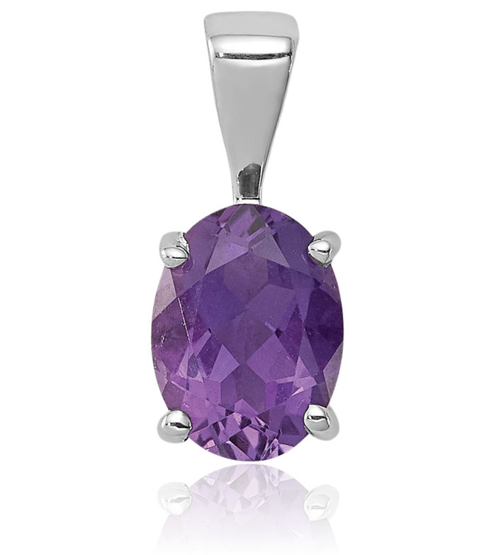 925 Sterling Silver Purple Amethyst Necklace Charm Gemstone Pendant February Birthstone Jewelry