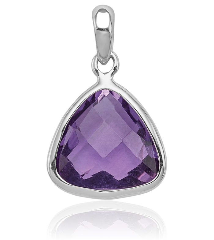 925 Sterling Silver Purple Amethyst Necklace Charm Gemstone Pendant February Birthstone Jewelry