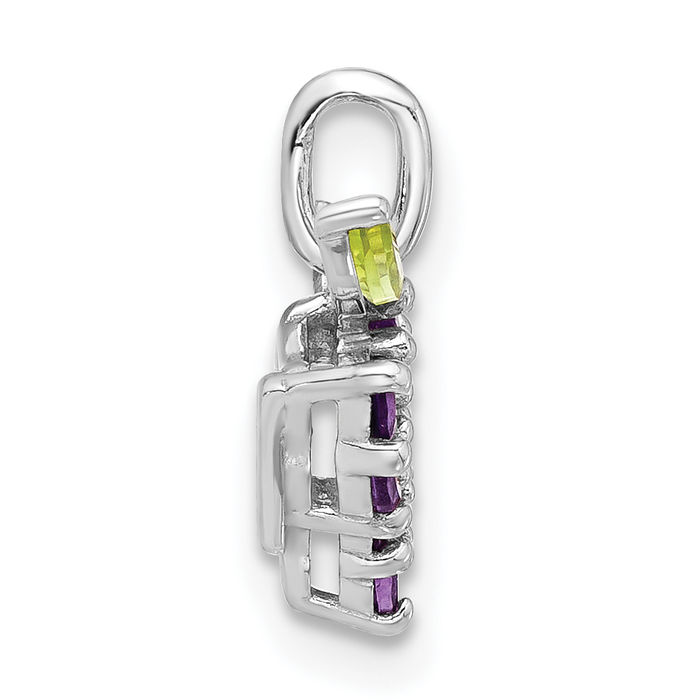 925 Sterling Silver Purple Amethyst Green Peridot Grapes Necklace Gemstone Pendant Charm February Birthstone Jewelry