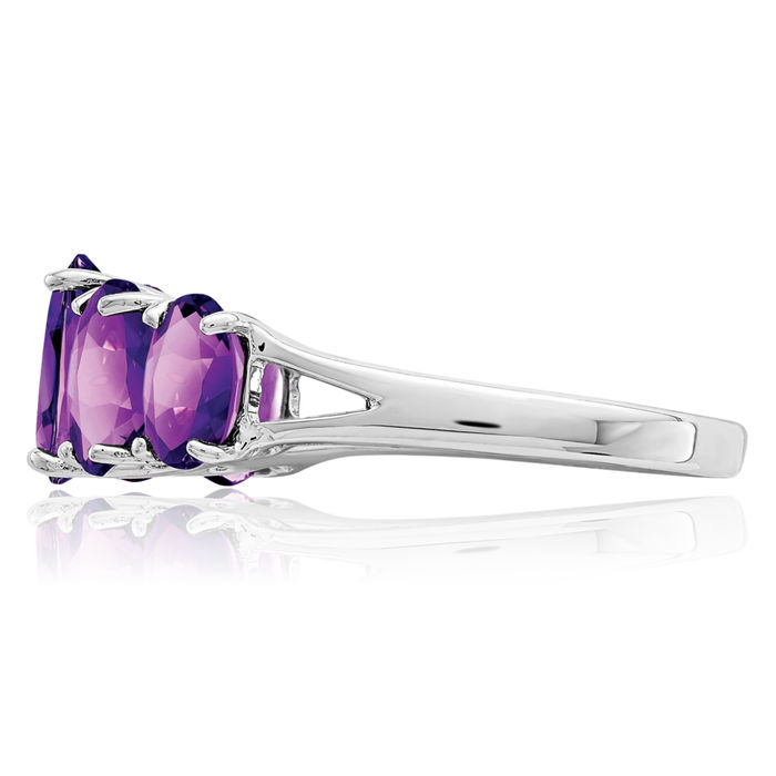 925 Sterling Silver Purple Amethyst Ring Gemstone Band