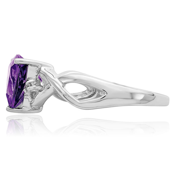 Sterling Silver Amethyst White Topaz Trillion Ring Sterling Silver Amethyst White Topaz Trillion Ring
