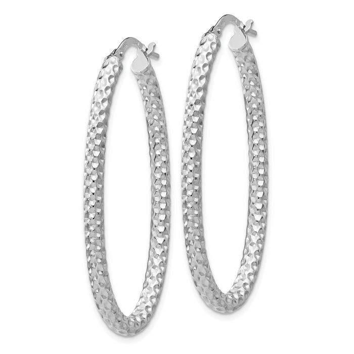 925 Sterling Silver Oval Large Hoop Earrings