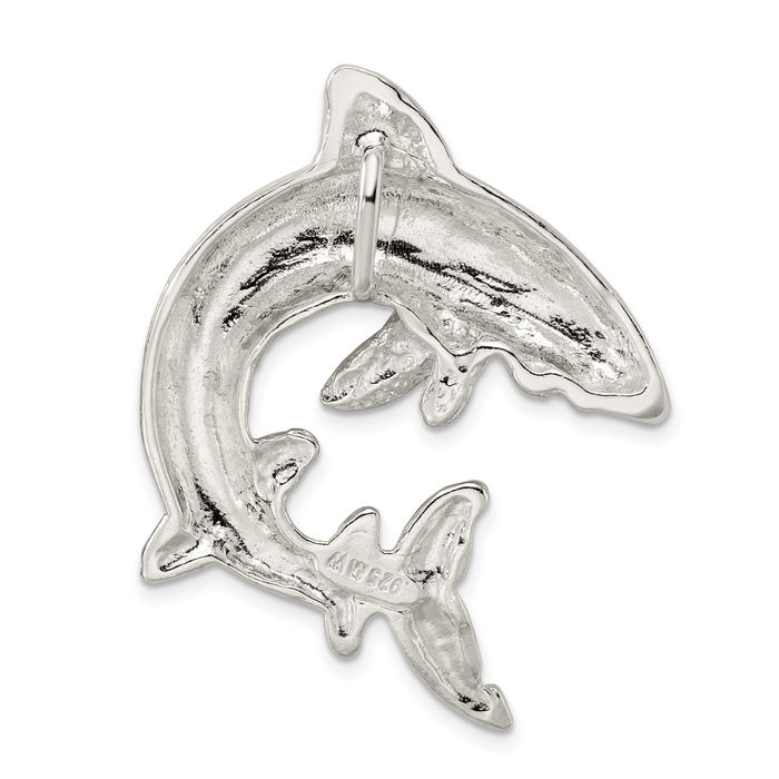 925 Sterling Silver Shark Floating Chain Slide Pendant Necklace Charm