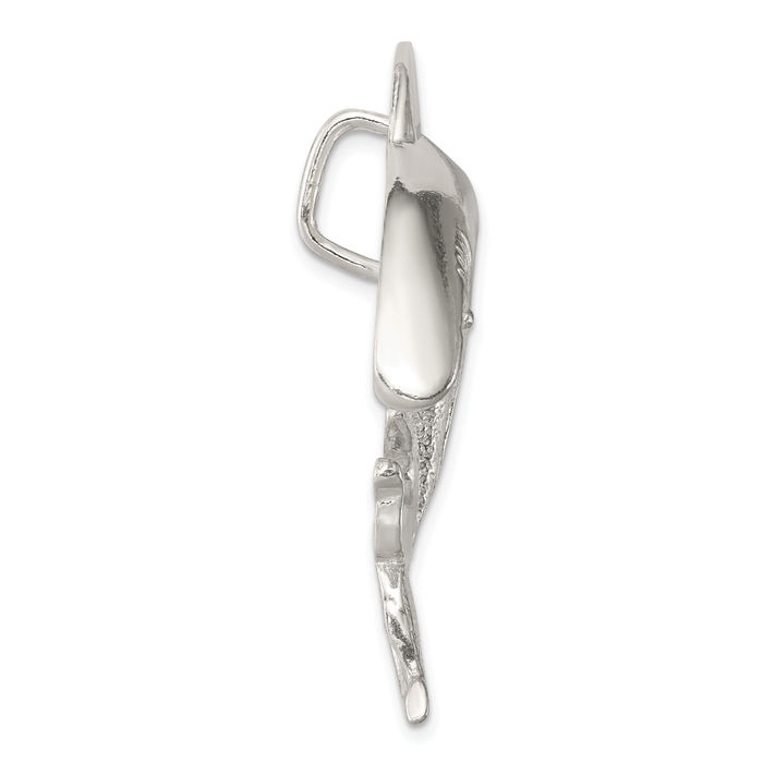 925 Sterling Silver Shark Floating Chain Slide Pendant Necklace Charm