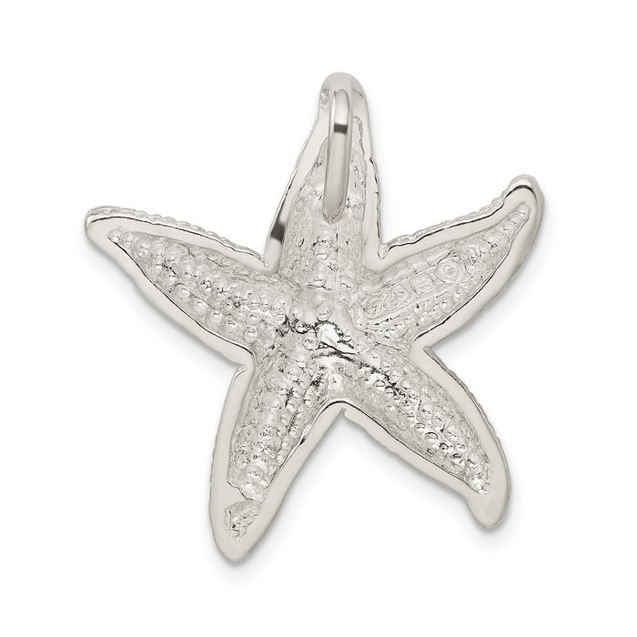 925 Sterling Silver Starfish Floating Chain Slide Pendant Necklace Charm