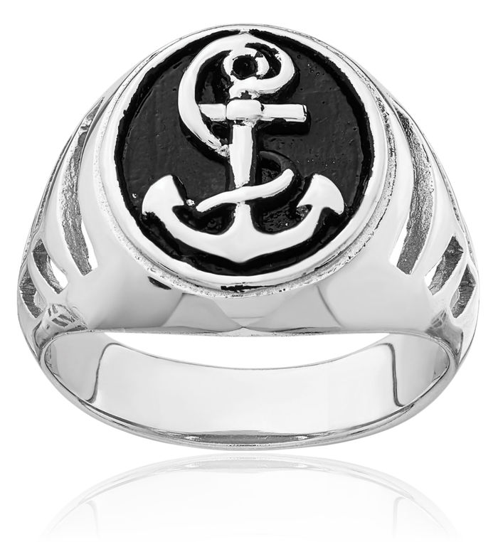 925 Sterling Silver Vintage Anchor Mariner Ring
