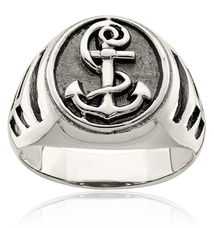 925 Sterling Silver Vintage Anchor Mariner Ring