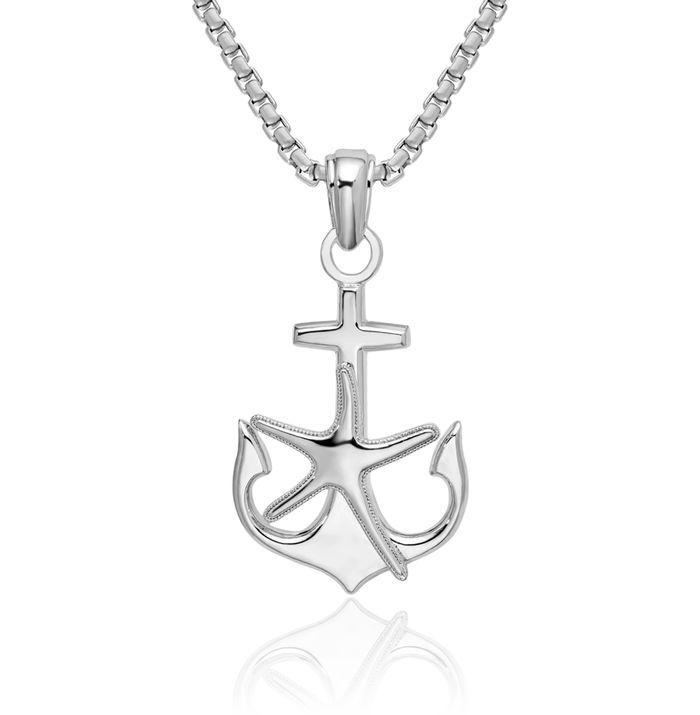 925 Sterling Silver Anchor Mariner Starfish Necklace Nautical Charm Pendant