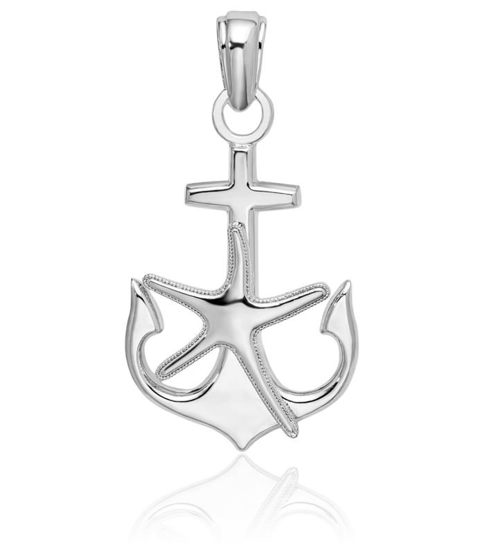 925 Sterling Silver Anchor Mariner Starfish Necklace Nautical Charm Pendant