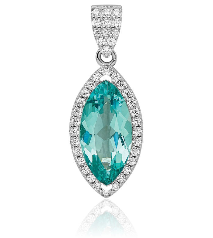 Sterling Silver Aqua and White CZ Pendant Sterling Silver Aqua and White CZ Pendant