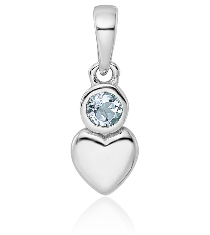 925 Sterling Silver Blue Aquamarine Heart Necklace Gemstone Pendant Charm March Birthstone Jewelry