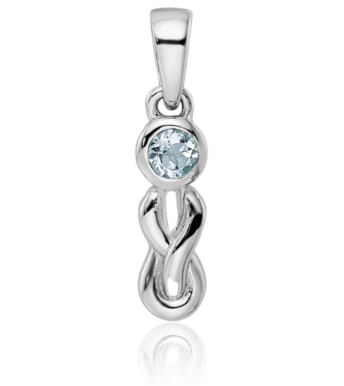 925 Sterling Silver Blue Aquamarine Infinity Twisted Love Knot Symbol Necklace Gemstone Pendant Charm March Birthstone Jewelry