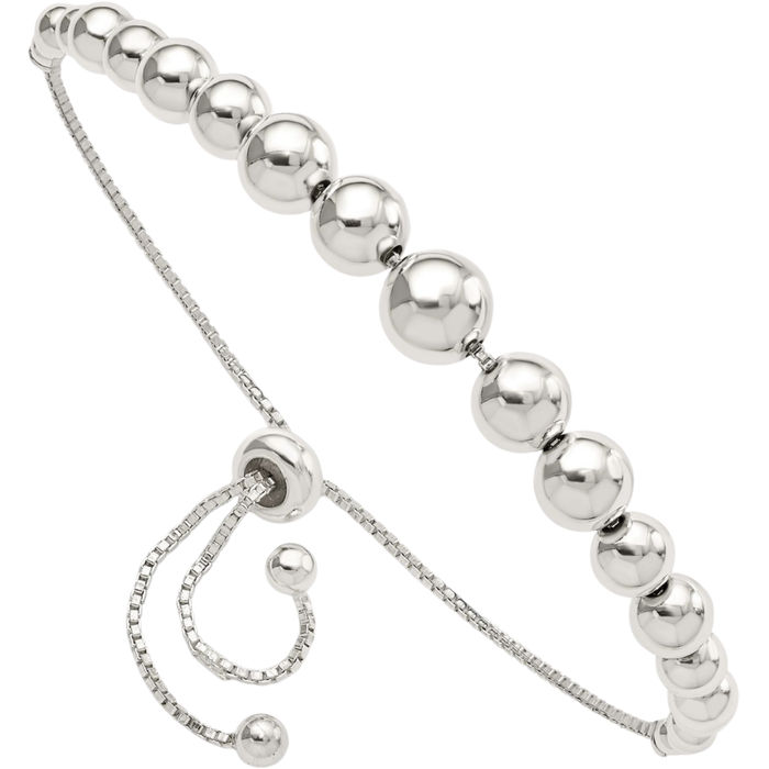 925 Sterling Silver Beaded Ball Adjustable Wrap Bracelet