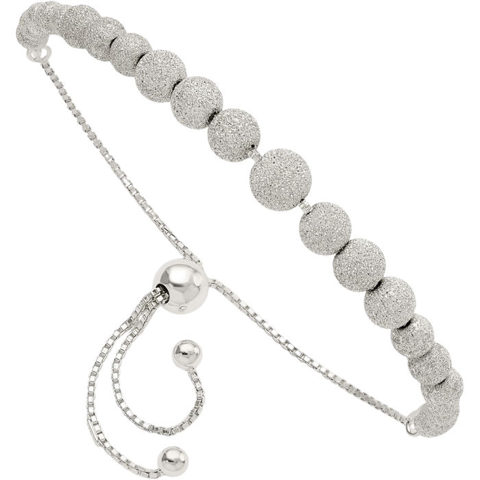 925 Sterling Silver Beaded Ball Adjustable Wrap Bracelet