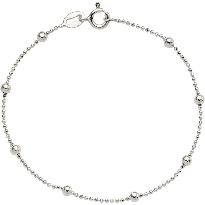 925 Sterling Silver Beaded Ball Chain Bracelet