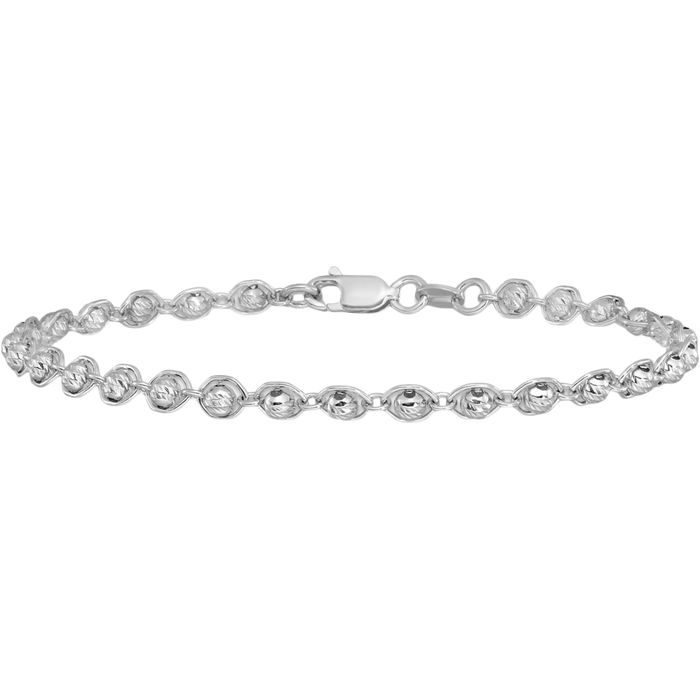 925 Sterling Silver Beaded Ball Chain Bracelet