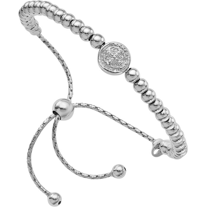925 Sterling Silver Beaded Ball Saint Medal to Wrap Charm Bracelet