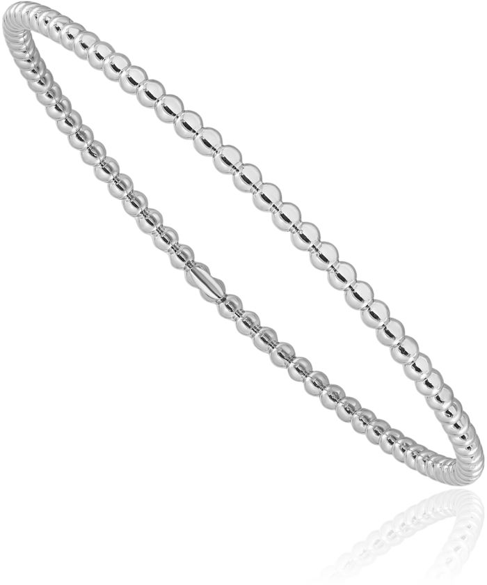 925 Sterling Silver Beaded Ball Slip On Bangle Bracelet