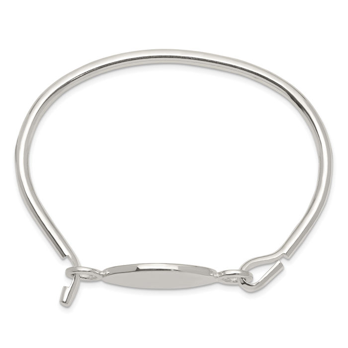 925 Sterling Silver Bangle Oval ID Bracelet