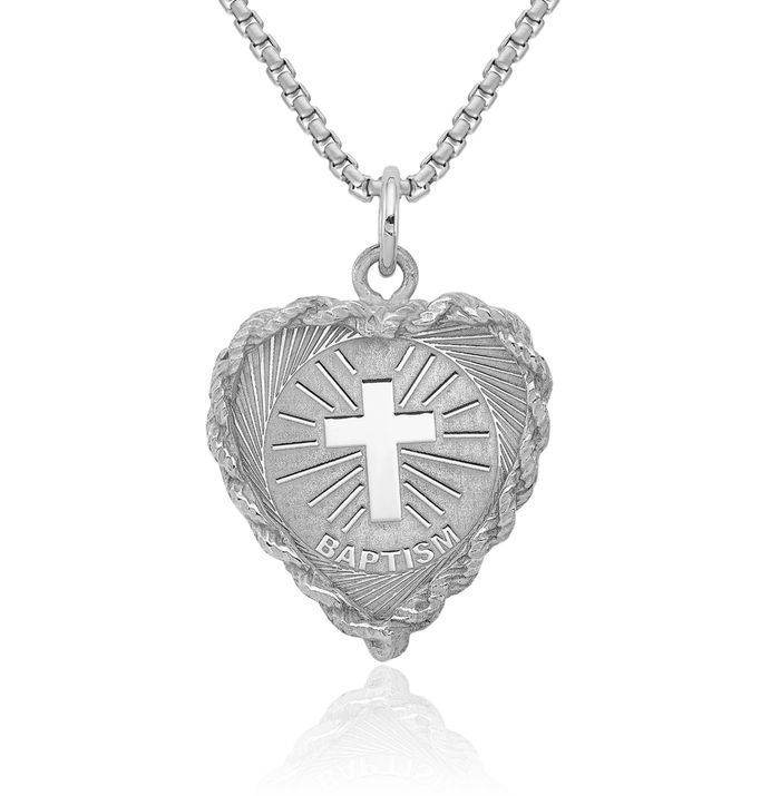 925 Sterling Silver Baptism Christening Initiation Disc Necklace Christian Religious Chain Pendant Faith Charm