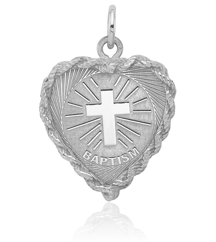 925 Sterling Silver Baptism Christening Initiation Disc Necklace Christian Religious Chain Pendant Faith Charm