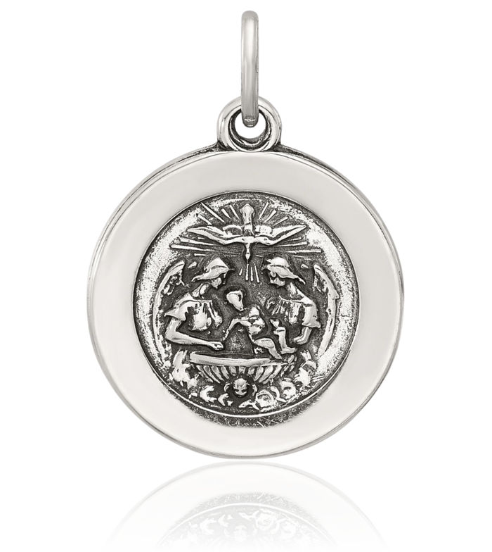 925 Sterling Silver Vintage Baptism Christening Initiation Medal Necklace Chain Pendant Charm