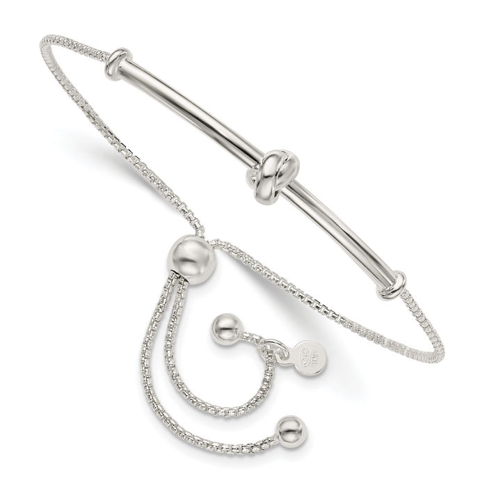 Sterling Silver Bar with Knot Adjustable Bolo Bracelet Sterling Silver Bar with Knot Adjustable Bolo Bracelet